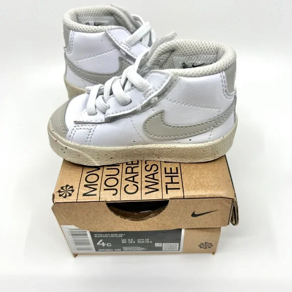 Nike Blazer Mid '77 Baby Infant Newborn shoes in White, Volt